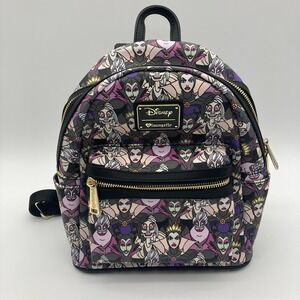 Disney Loungefly Villains All Over Print Mini Backpack Maleficent Ursula Cruella